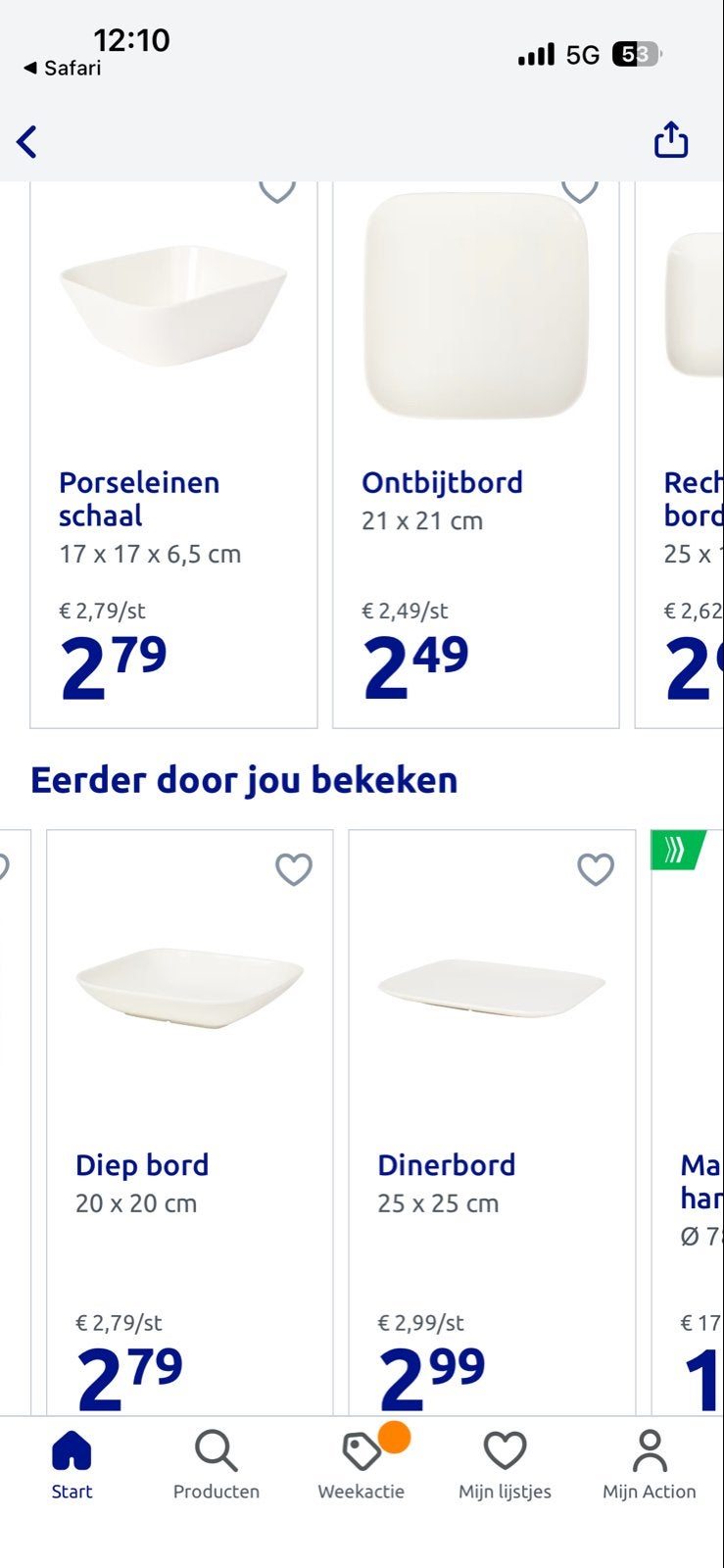 Wit New Bone Servies van Action - 4persoons, Huis en Inrichting, Keuken | Servies, Ophalen, Onbekend, Zo goed als nieuw, Onbekend