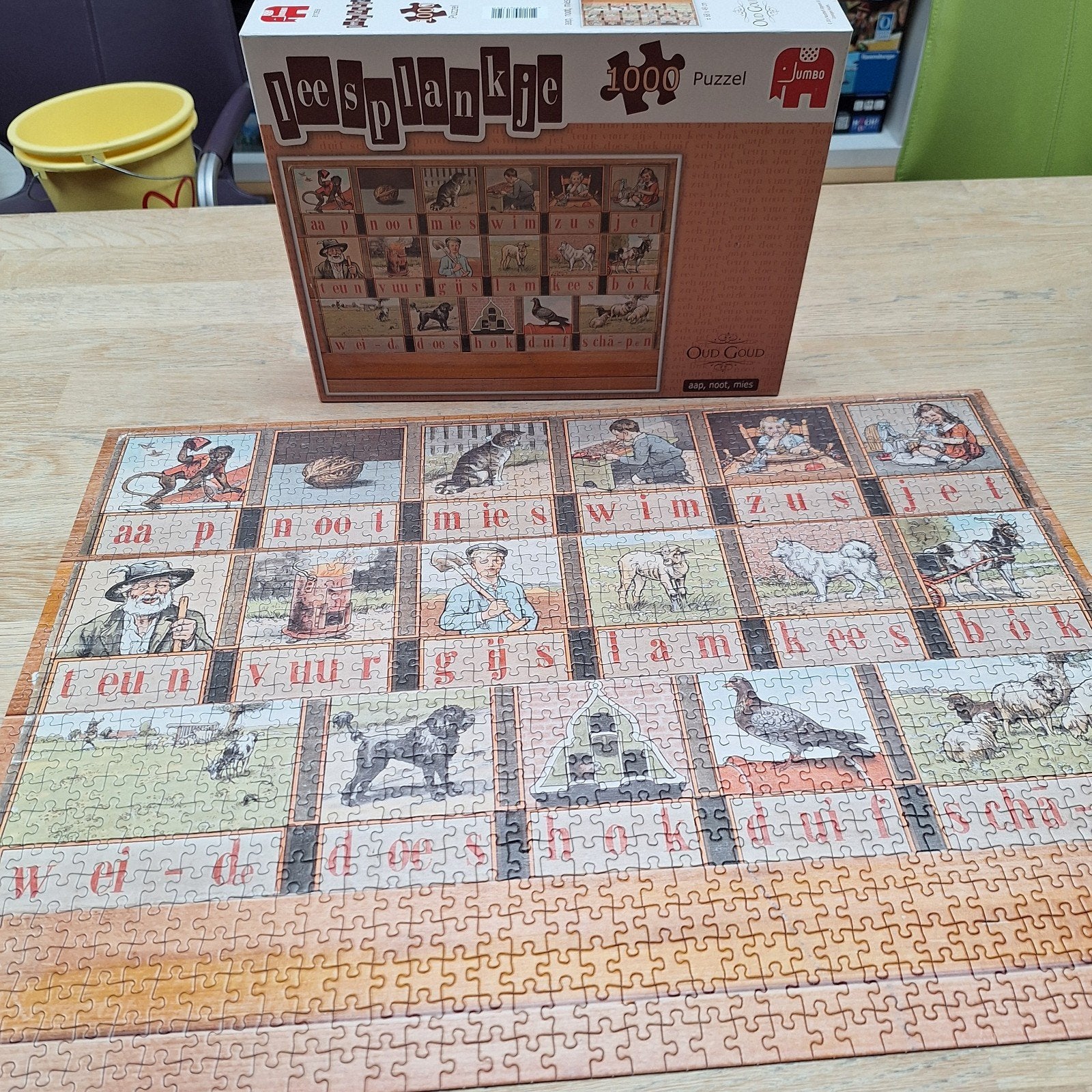 Jumbo Oud Goud Leesplankje 1000 stukjes puzzel, Ophalen, Meer dan 50 stukjes, Zo goed als nieuw, 6 jaar of ouder