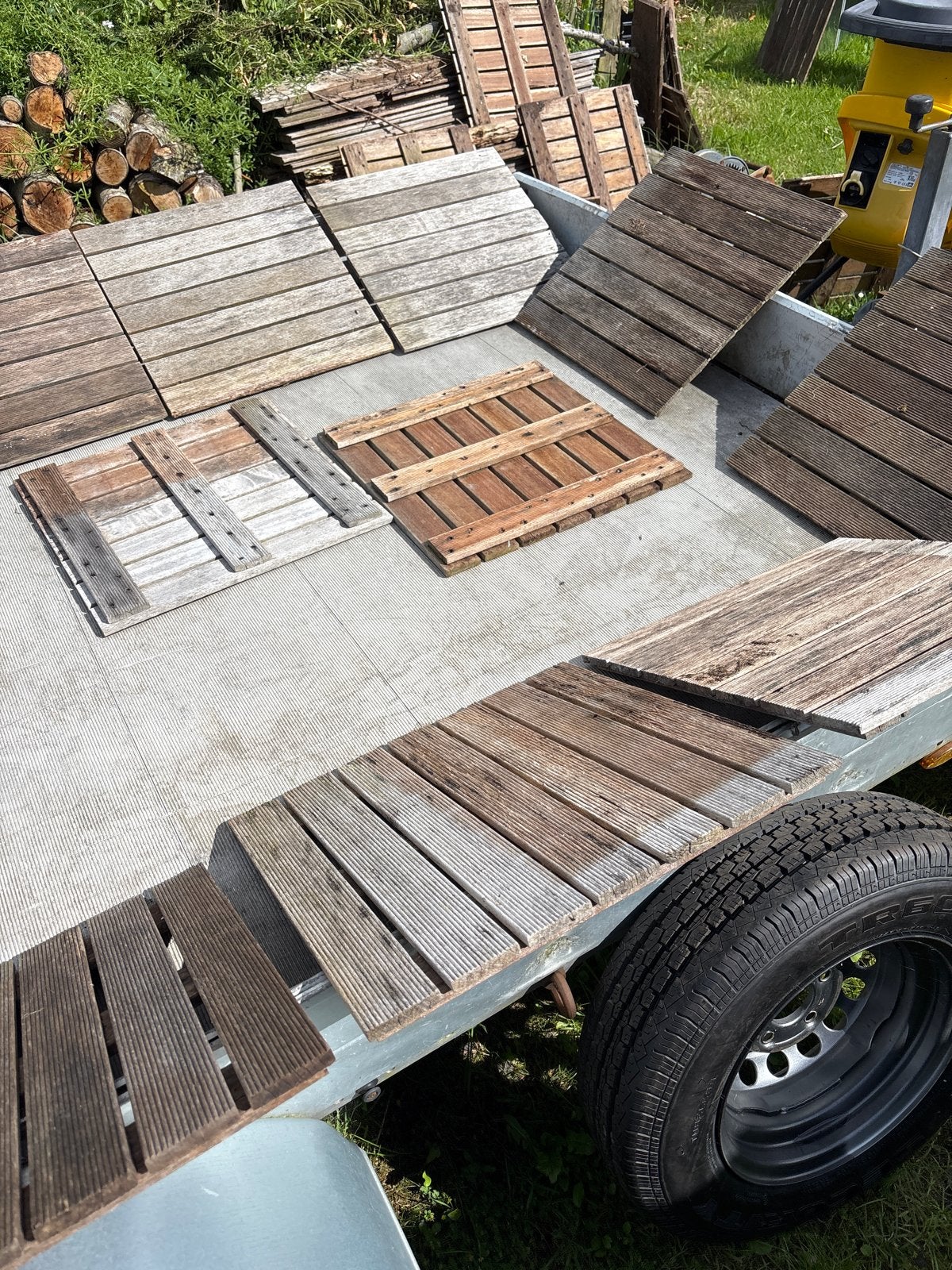 40 hardhouten terrastegels 50x50cm met 7 latten, Ophalen, Gebruikt, Hout