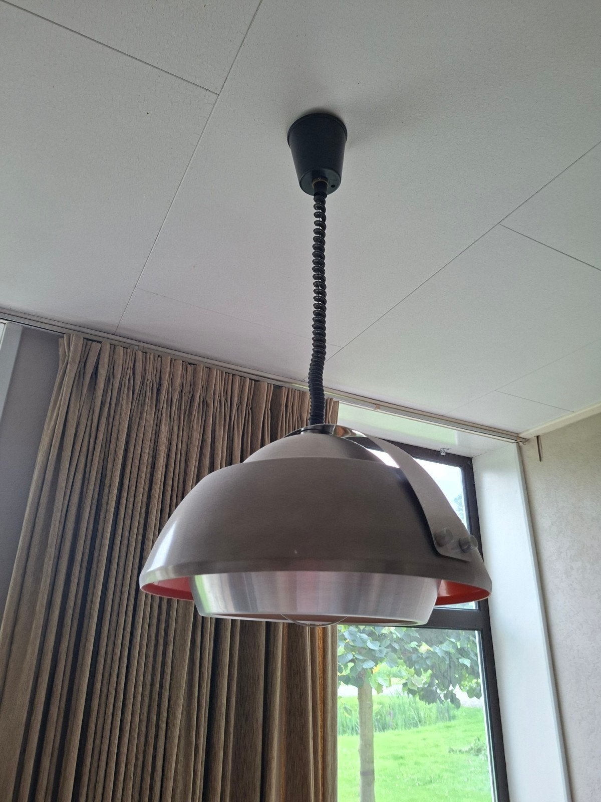 Retro hanglamp, Ophalen of Verzenden, Zo goed als nieuw, Metaal, Minder dan 50 cm