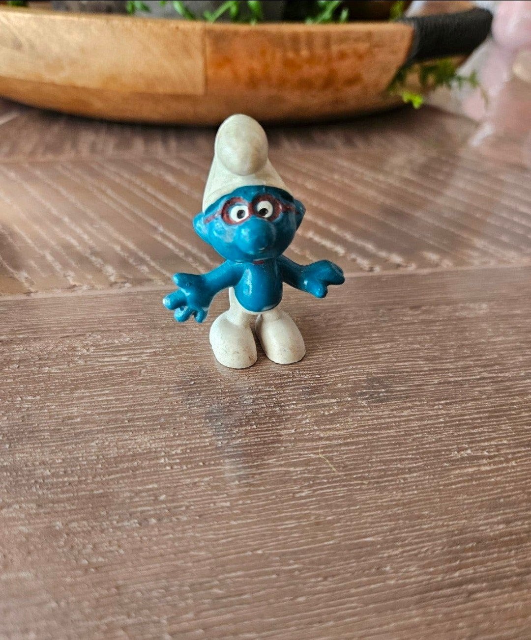 Vintage Schleich Smurf 1969 Hong Kong  Zeldzaam, Ophalen of Verzenden, Gebruikt, Brilsmurf, Poppetje, Figuurtje of Knuffel