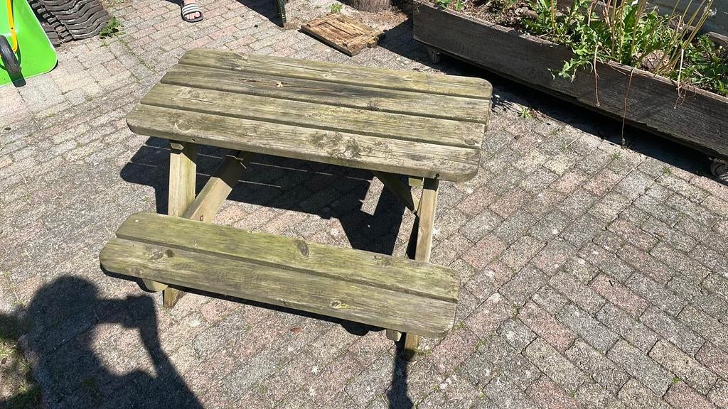 Kleine picknicktafel, voor peuters/ kleuters, Tuin en Terras, Picknicktafels, Ophalen, Gebruikt, Rechthoekig, Hout