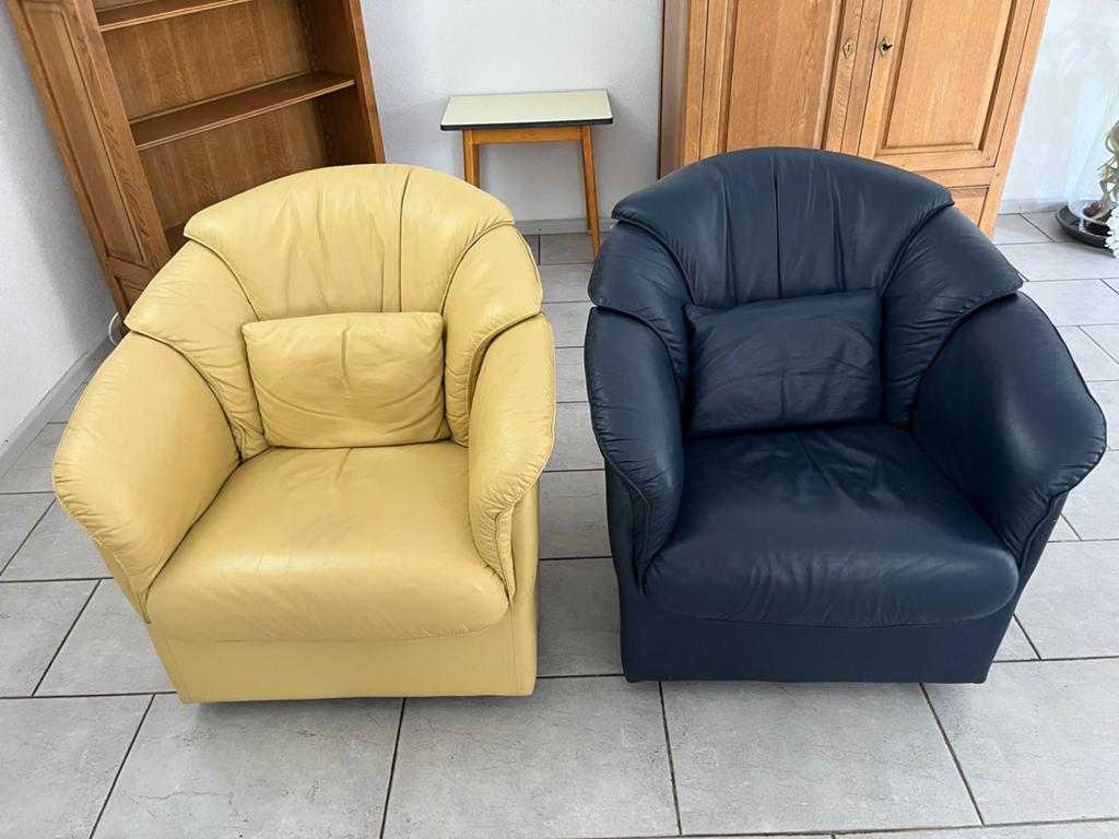 Lederen stoeltjes, Huis en Inrichting, Fauteuils, Ophalen, Gebruikt, 50 tot 75 cm, Leer