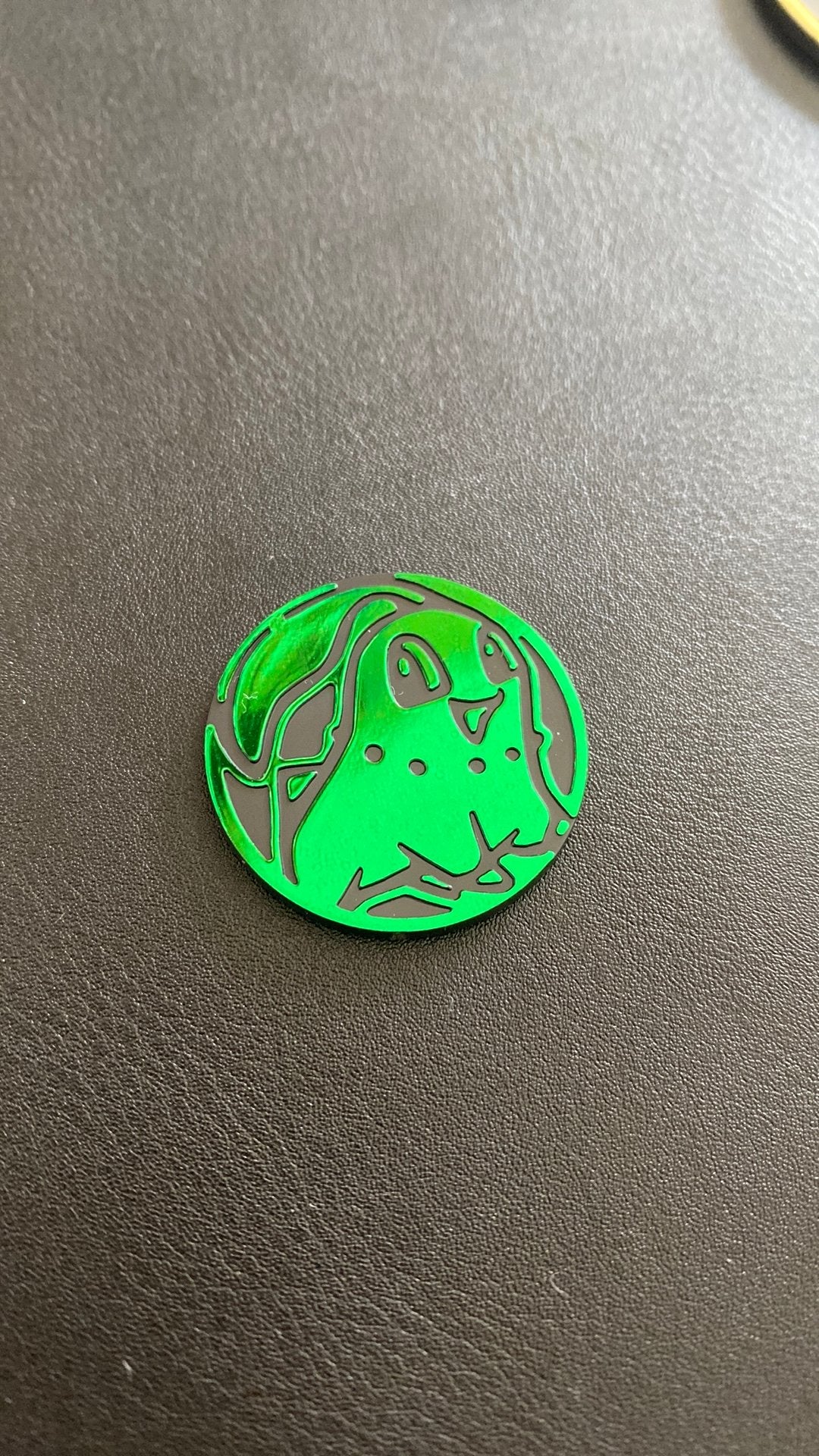Pokemon munt chikorita groen shiny coin, Ophalen of Verzenden, Gebruikt, Overige typen