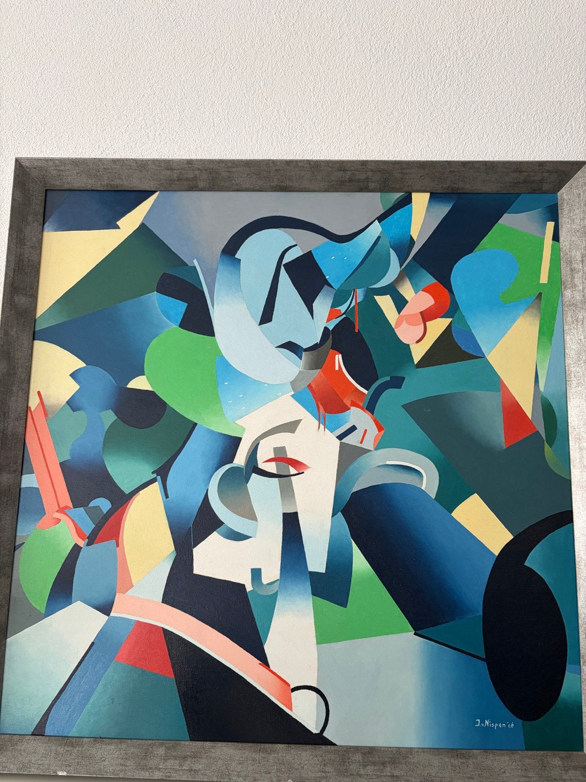 Abstract Kunstwerk: Levendige Kleuren en Vormen, Antiek en Kunst, Ophalen of Verzenden
