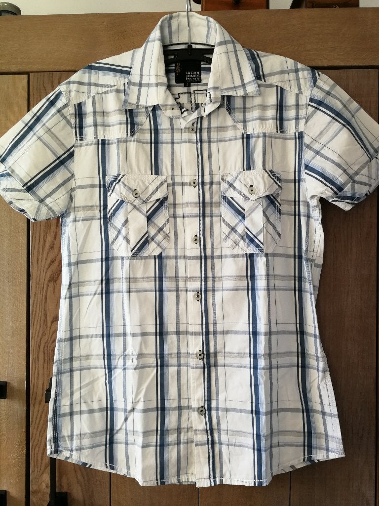 Jongens overhemd mt. S, Ophalen of Verzenden, Gedragen, Blauw, Jack&Jones