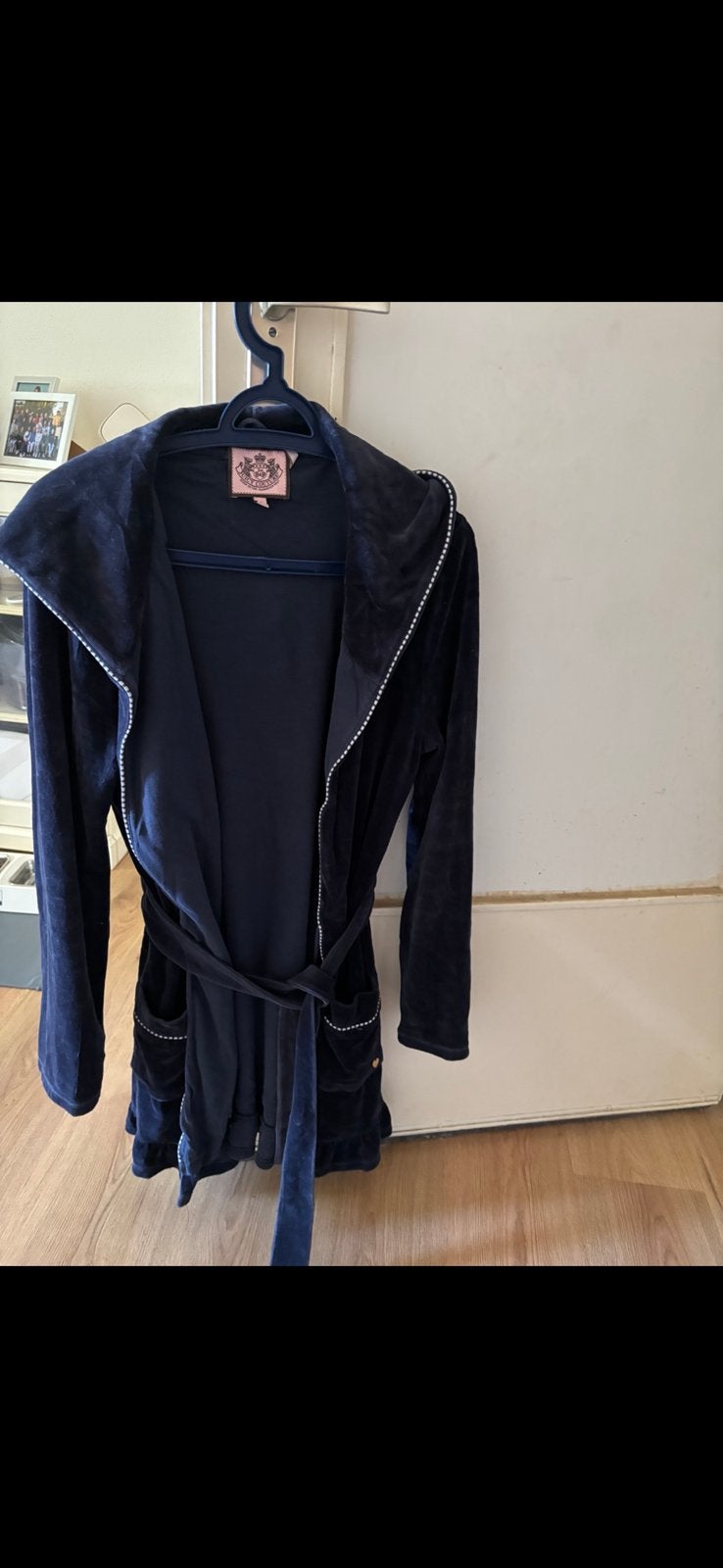 Juicy Couture Navy Velour Hooded Robe, Ophalen of Verzenden, Zo goed als nieuw, Maat 36 (S), Blauw