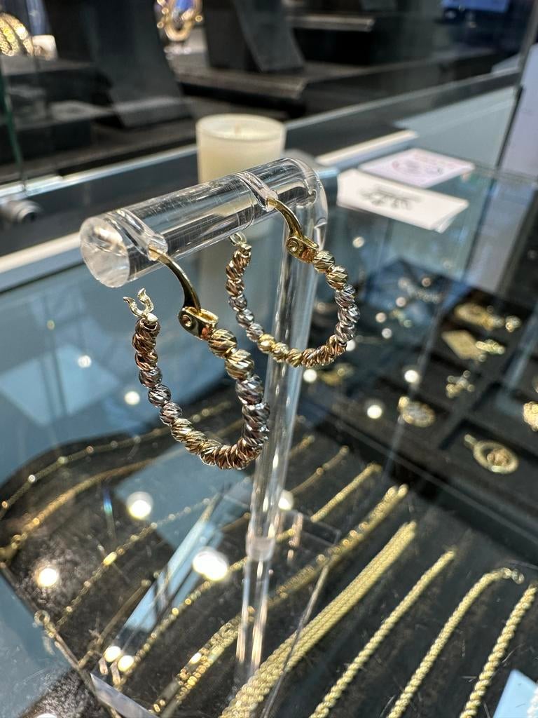 14k Gouden Tricolor Oorbellen - Elegant & Stijlvol, Sieraden, Tassen en Uiterlijk, Oorbellen, Ophalen of Verzenden, Nieuw, Goud