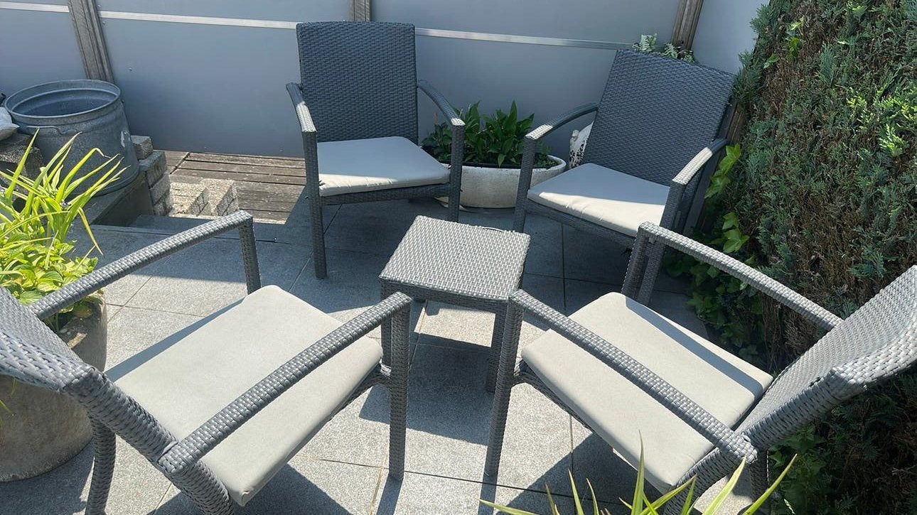 5 delig tuinsetje, Ophalen, 4 zitplaatsen, Gebruikt, Wicker