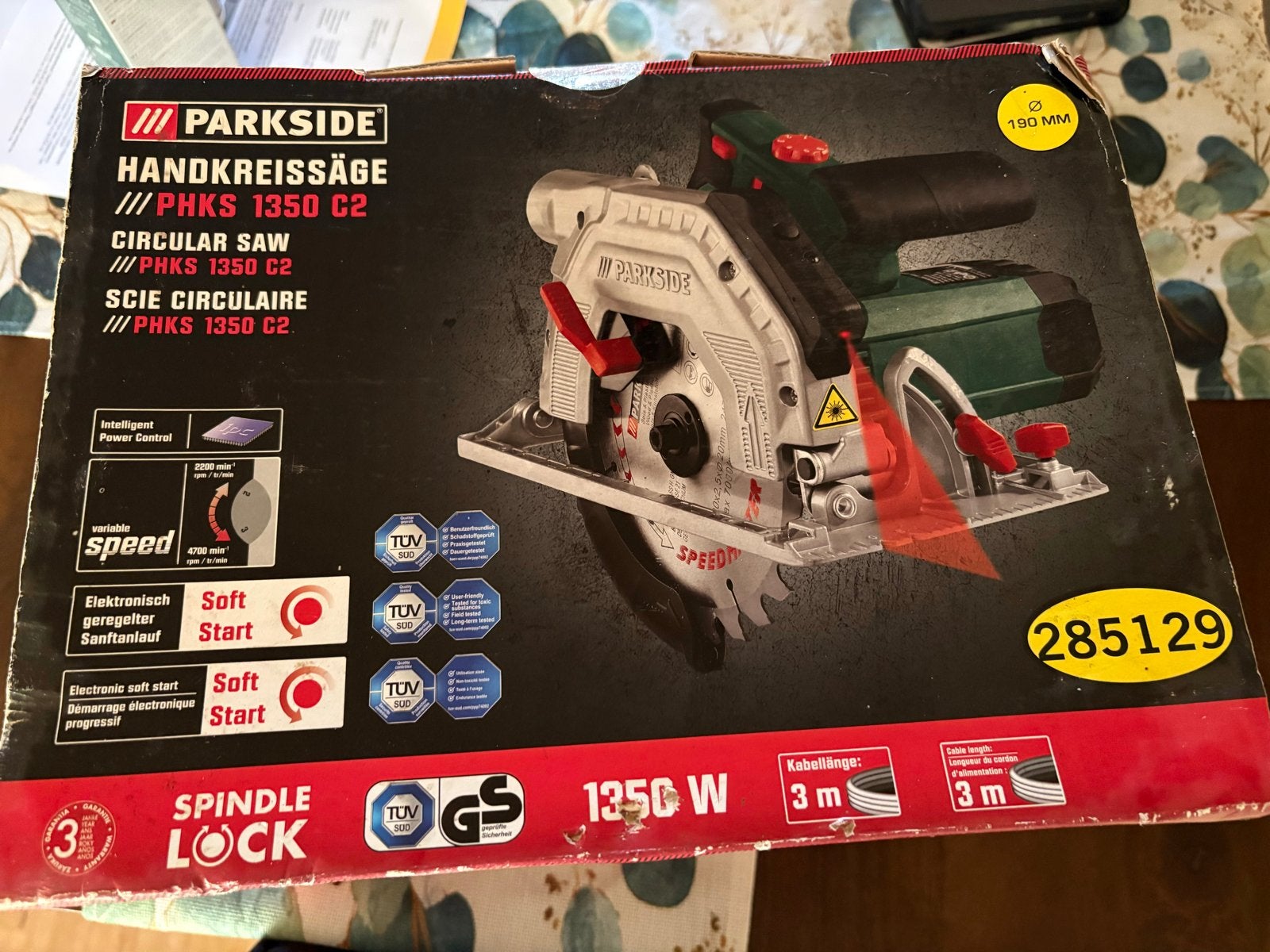 Parkside Handcirkelzaag PHKS 1350 C2 - Nieuwstaat, Doe-het-zelf en Verbouw, Ophalen, Cirkelzaag, 70 mm of meer, Nieuw