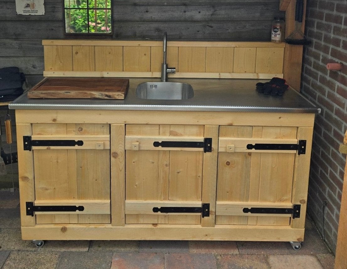 Buitenkeuken met rvs reginox aanrechtblad, Tuin en Terras, Buitenkeukens, Ophalen, Nieuw, Houtskool