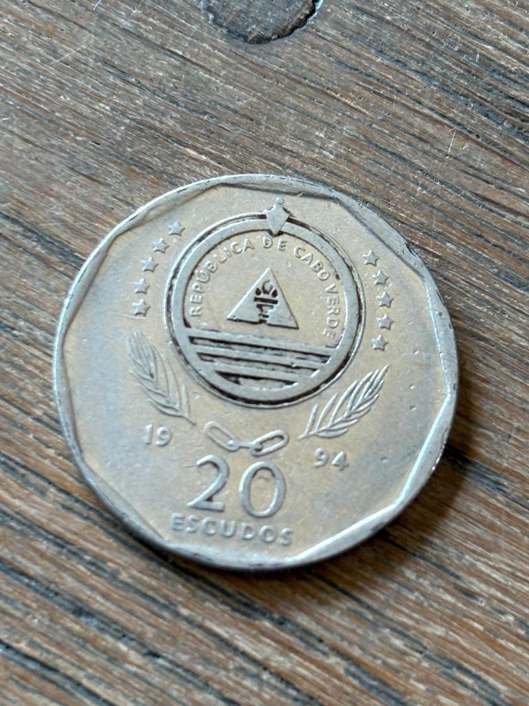 20 Escudos 1994 Kaapverdie, Ophalen of Verzenden, Zuid-Amerika, Losse munt