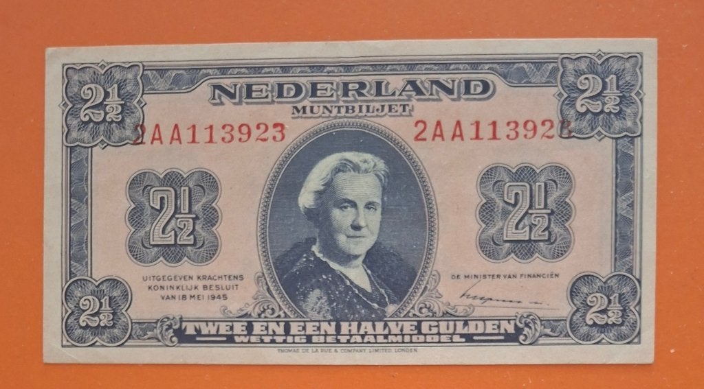 Muntbiljet 2,5 gulden 1945 Wilhelmina, cat. PL16.c2, Verzenden, 2½ gulden, Los biljet