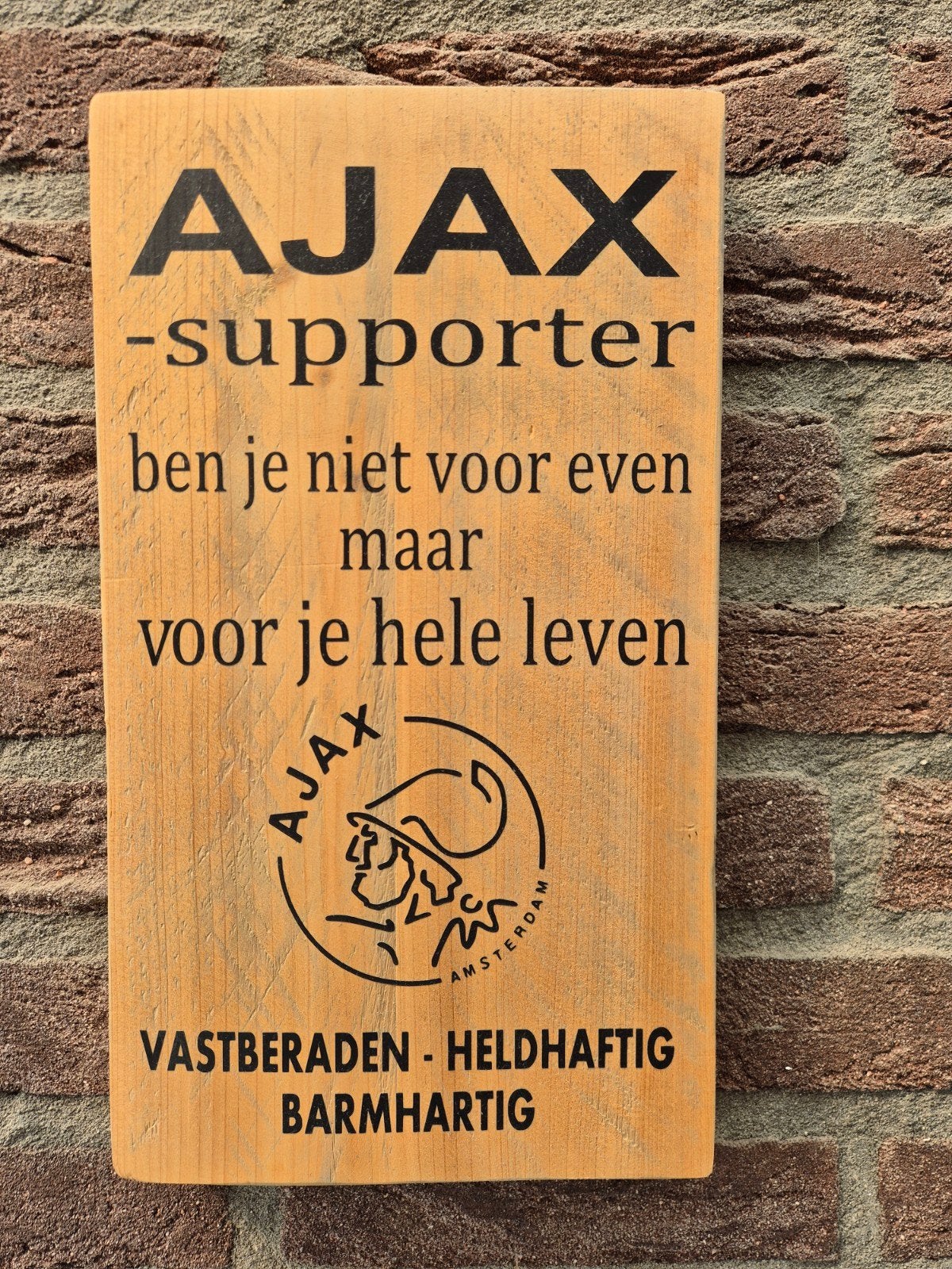 Houten Ajax supporter bord - Voor het leven, Hout, Nieuw, Ophalen of Verzenden, Landelijk