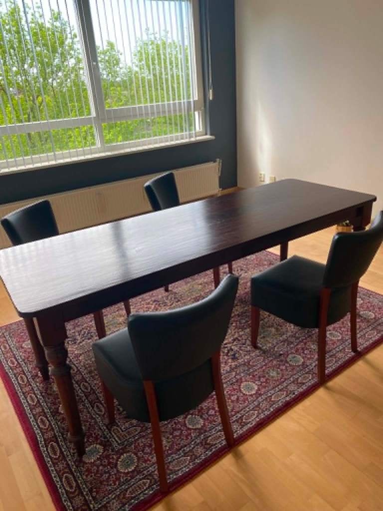 Eettafel + stoelen, Huis en Inrichting, Ophalen, Gebruikt, 200 cm of meer, 50 tot 100 cm