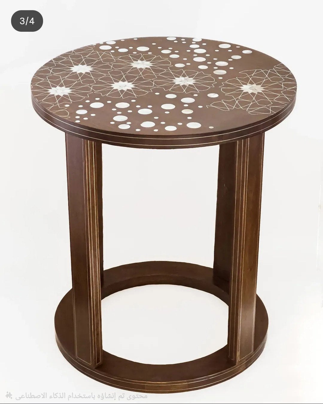 Ronde houten bijzettafel met zeeschelp inleg, Minder dan 50 cm, Overige materialen, Rond, Nieuw