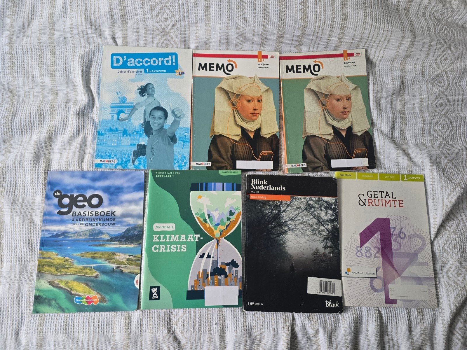 Schoolboeken 1 HAVO/VWO – Getal&Ruimte, MEMO, Blink, De Geo, Ophalen of Verzenden, Zo goed als nieuw, HAVO, Aardrijkskunde