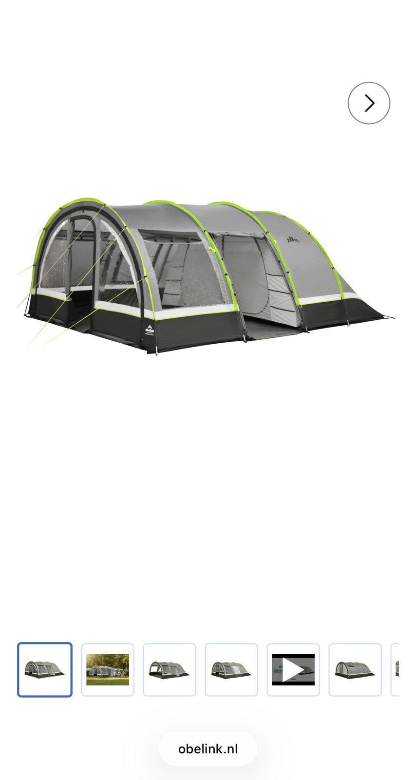 Nieuwe Obelink lugano 6 XL Excellent cooldark tunneltent, Ophalen, Nieuw, Tot en met 6