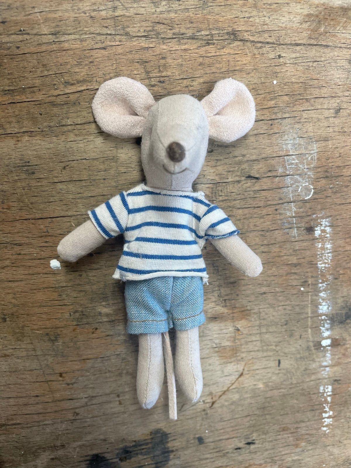 Maileg muis met gestreept shirt en spijkerbroekje, Kinderen en Baby's, Muis, Overige merken, Ophalen of Verzenden, Zo goed als nieuw