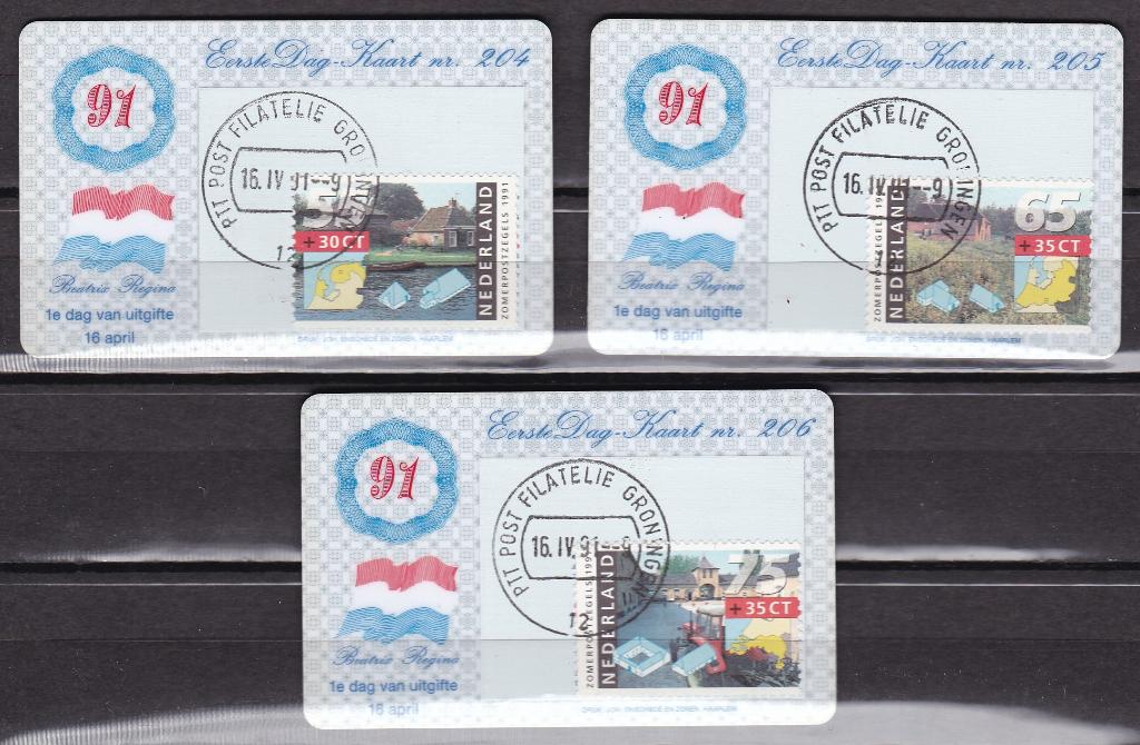 Nederland Eerste Dag Kaartjes EDK nr. 204-206, Postzegels en Munten, Ophalen of Verzenden, Onbeschreven, Nederland