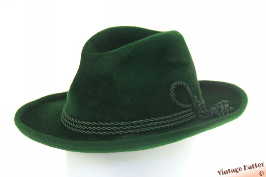 Vintage Tiroler gleufhoed Edelweiss Hut groen velour 53,5 XS, Kleding | Heren, Hoeden en Petten, Edelweiss Hut, Hoed, Ophalen of Verzenden