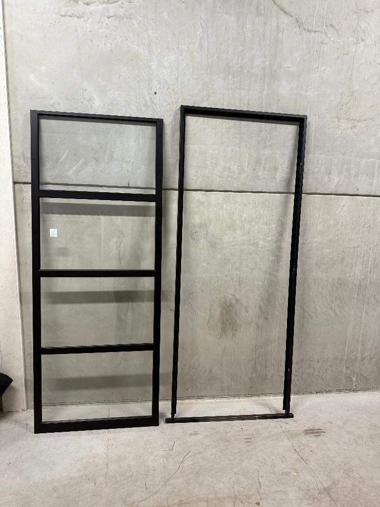 Luxe stalen scharnierdeur Zwart | 826x2010mm | 26, Ophalen, Binnendeur, Nieuw, Glas