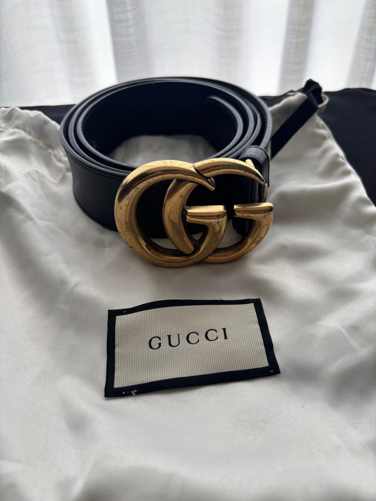 Gucci GG Marmont Leren Riem 4cm, 3 tot 5 cm, 90 tot 100 cm, Heupriem, Ophalen of Verzenden