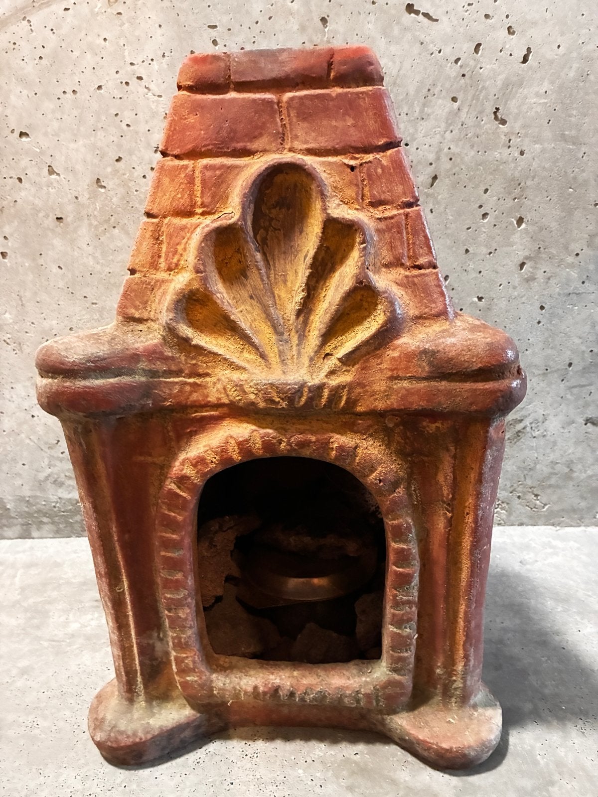 Decoratieve terracotta haard - sfeerlicht, Ophalen, Gebruikt, Vrijstaande haard, Overige soorten