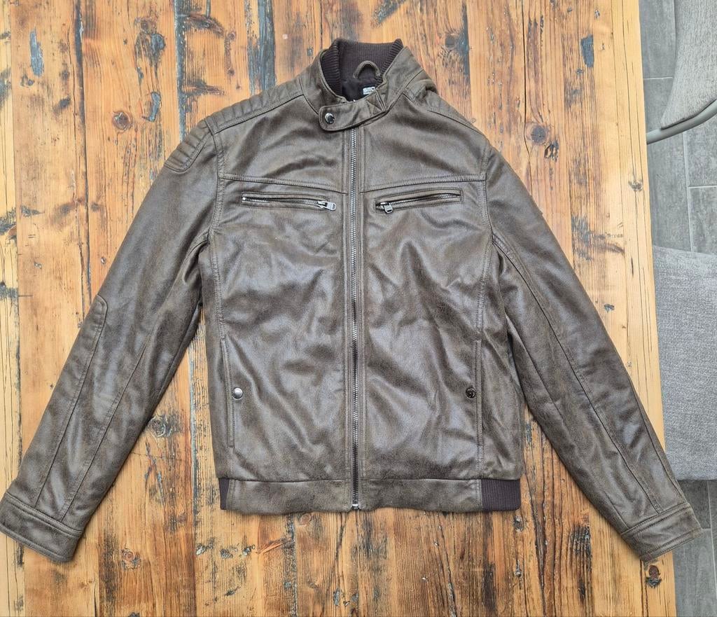SMOG bikerjack maat S – bruin (New Yorker), Kleding | Heren, Ophalen of Verzenden, Zo goed als nieuw, Maat 52/54 (L), Bruin
