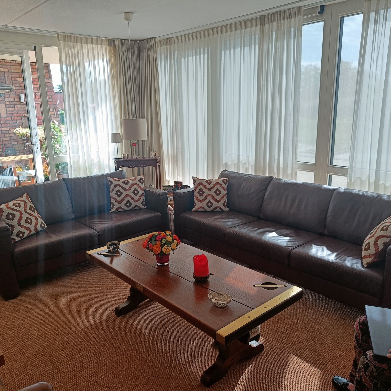 Bankstel ruim formaat zeer solide nagenoeg nieuwstaat., Huis en Inrichting, Ophalen, Zo goed als nieuw, Leer, Modern