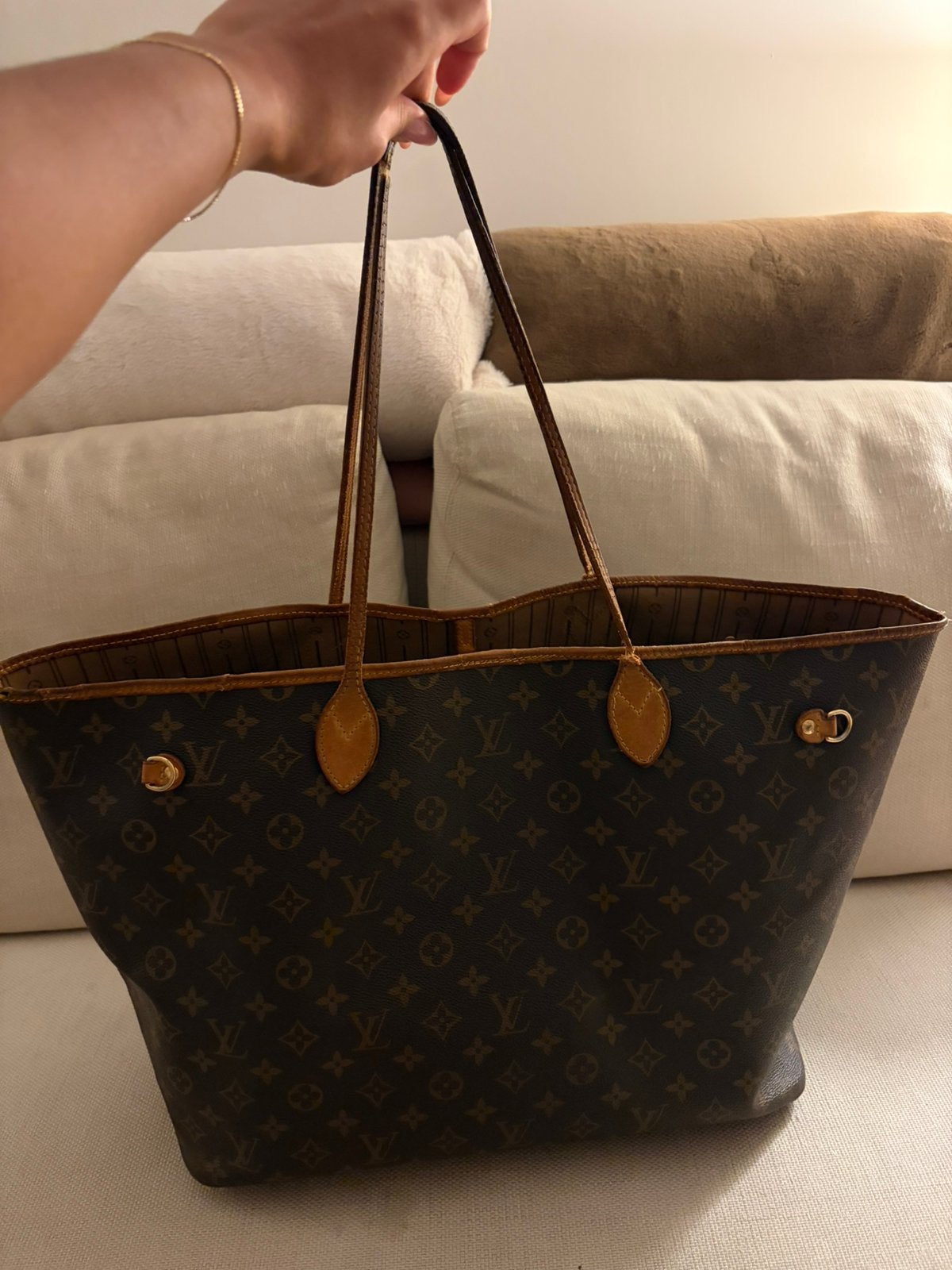Louis vuitton neverfull GM, Ophalen of Verzenden, Gebruikt, Bruin, Shopper