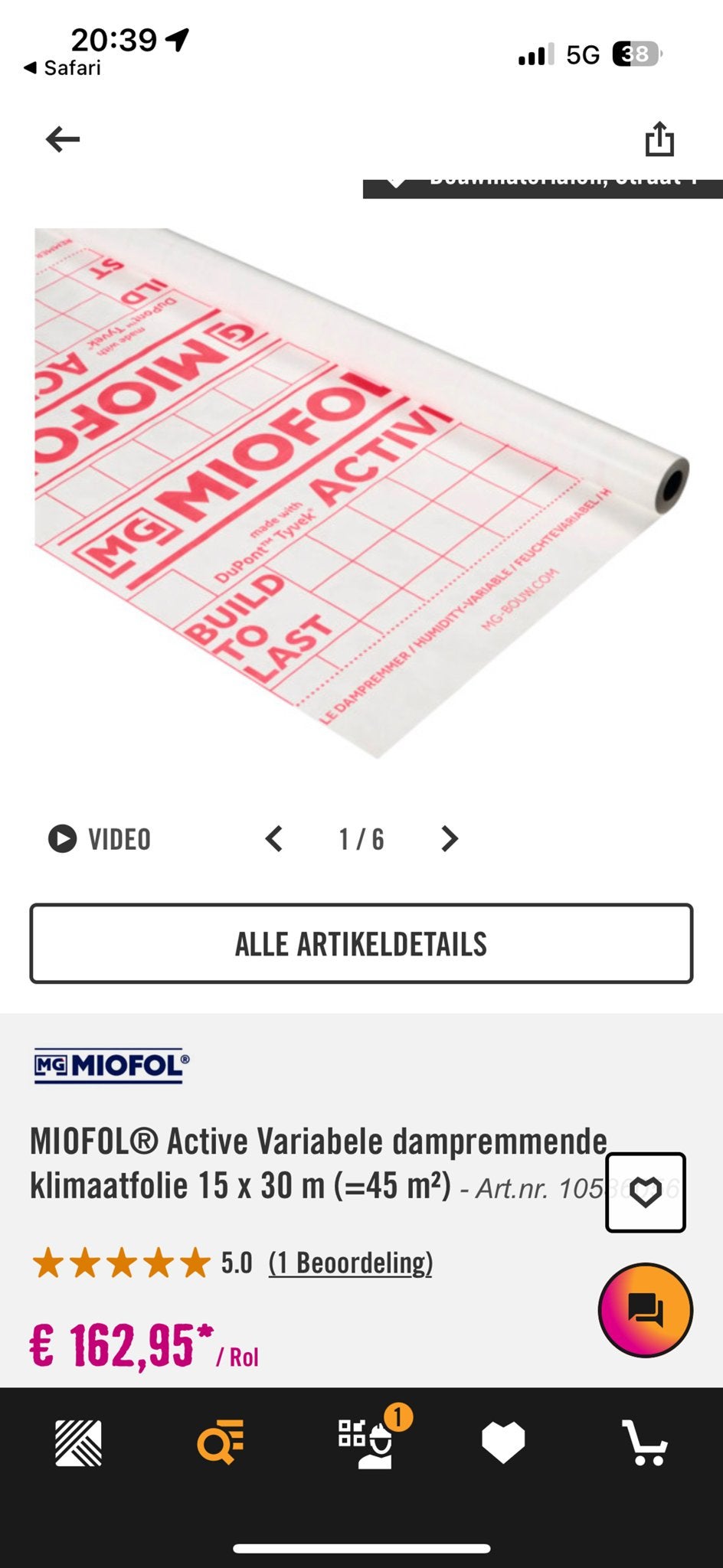 MIOFOL Active Variabele dampremmende klimaatfolie, Overige materialen, Nieuw, 15 m² of meer, Vloerisolatie