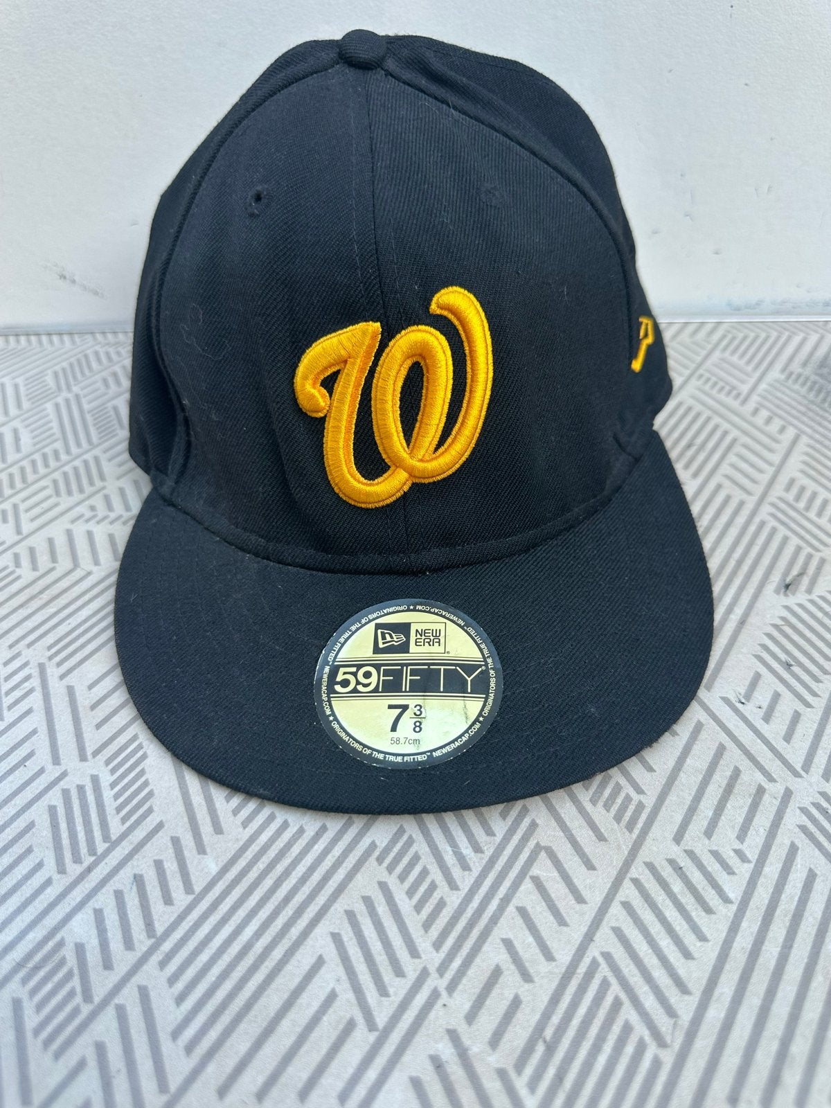 New Era 59Fifty Washington Nationals Pet Zwart Maat 58.7cm, Ophalen of Verzenden, Zo goed als nieuw, Pet