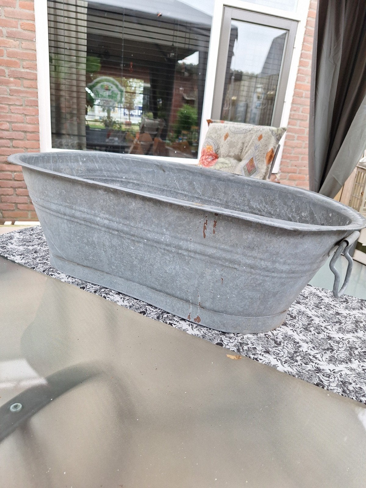 Vintage Zinken Wastobbe / kinderbadje, Antiek en Kunst, Ophalen