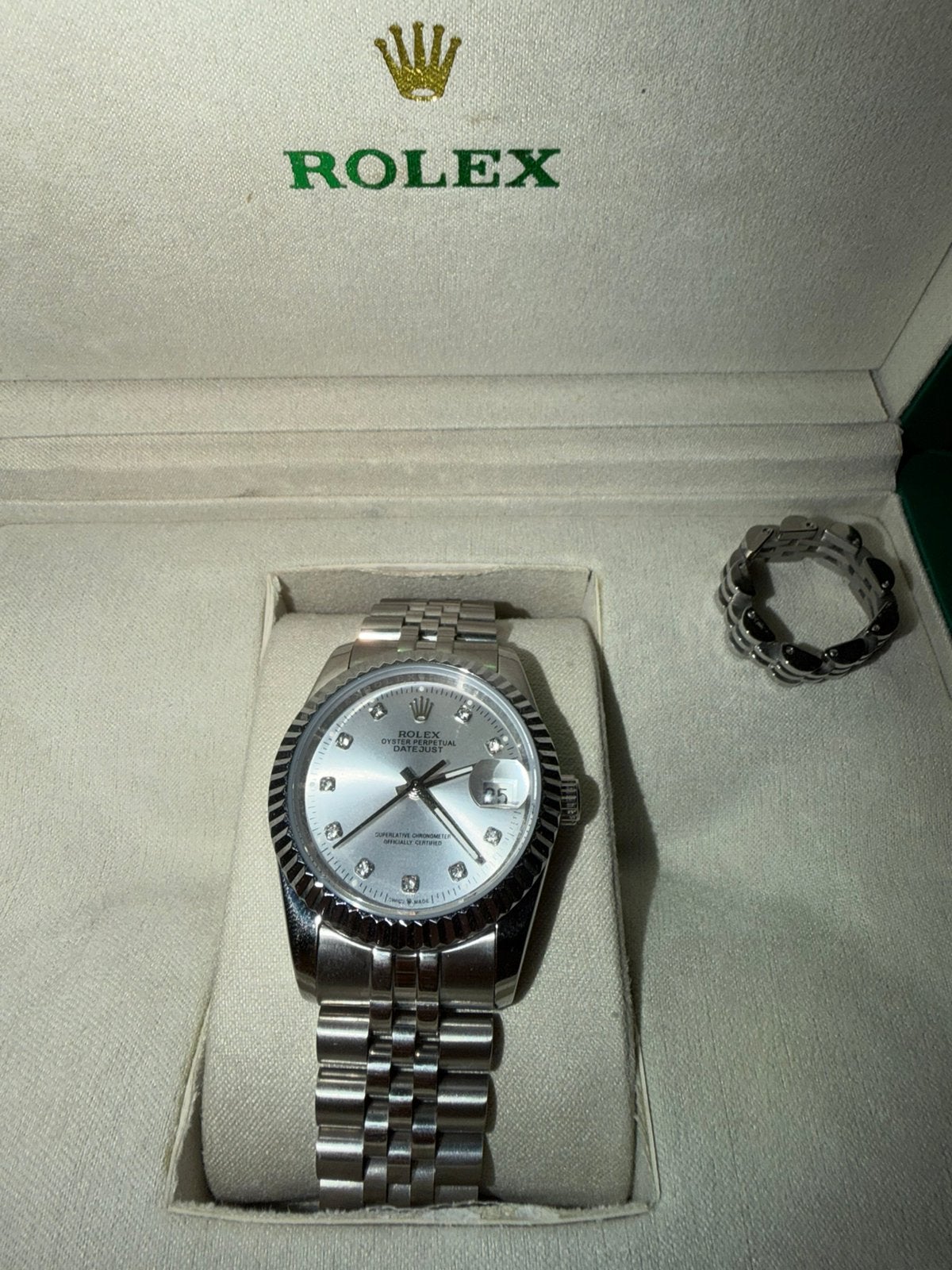 Rolex Datejust – zilverkleurig – steentjes, Overige merken, Staal, Polshorloge, 1960 of later