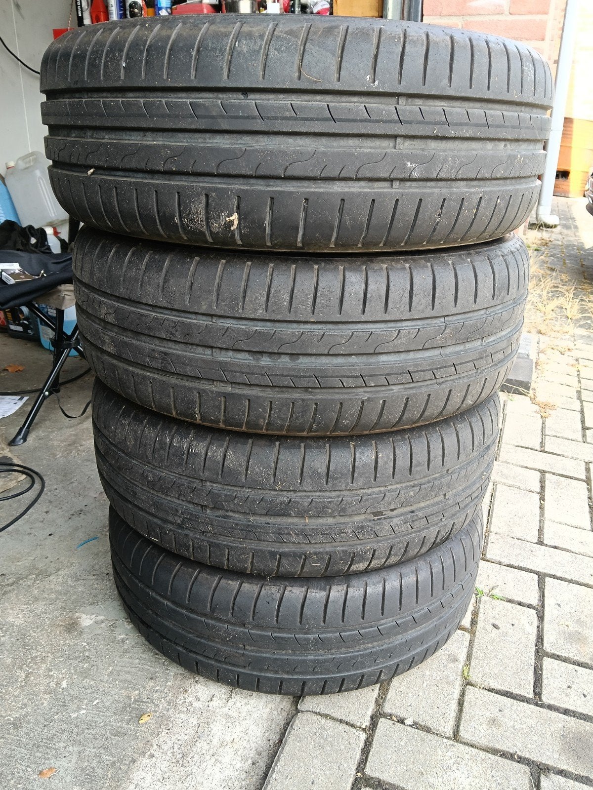 Volvo velgen met Dunlop zomerbanden 195/55R16, Ophalen, Gebruikt, 16 inch, Banden en Velgen