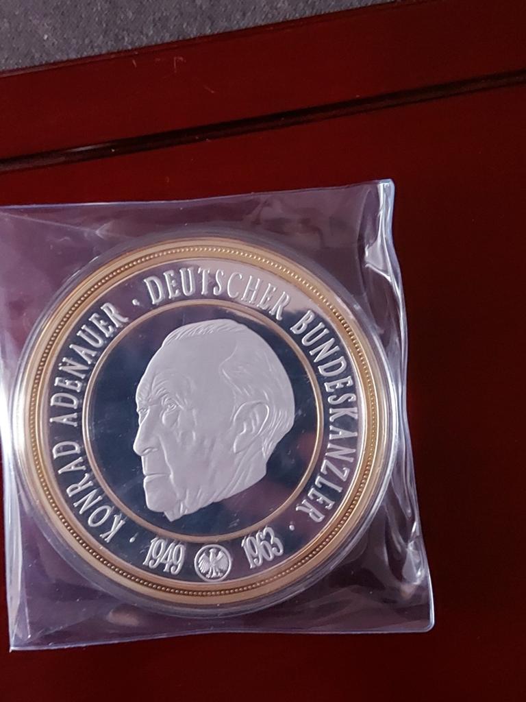 Zilveren Herdenkingsmunt Konrad Adenauer, Ophalen of Verzenden, Overige materialen