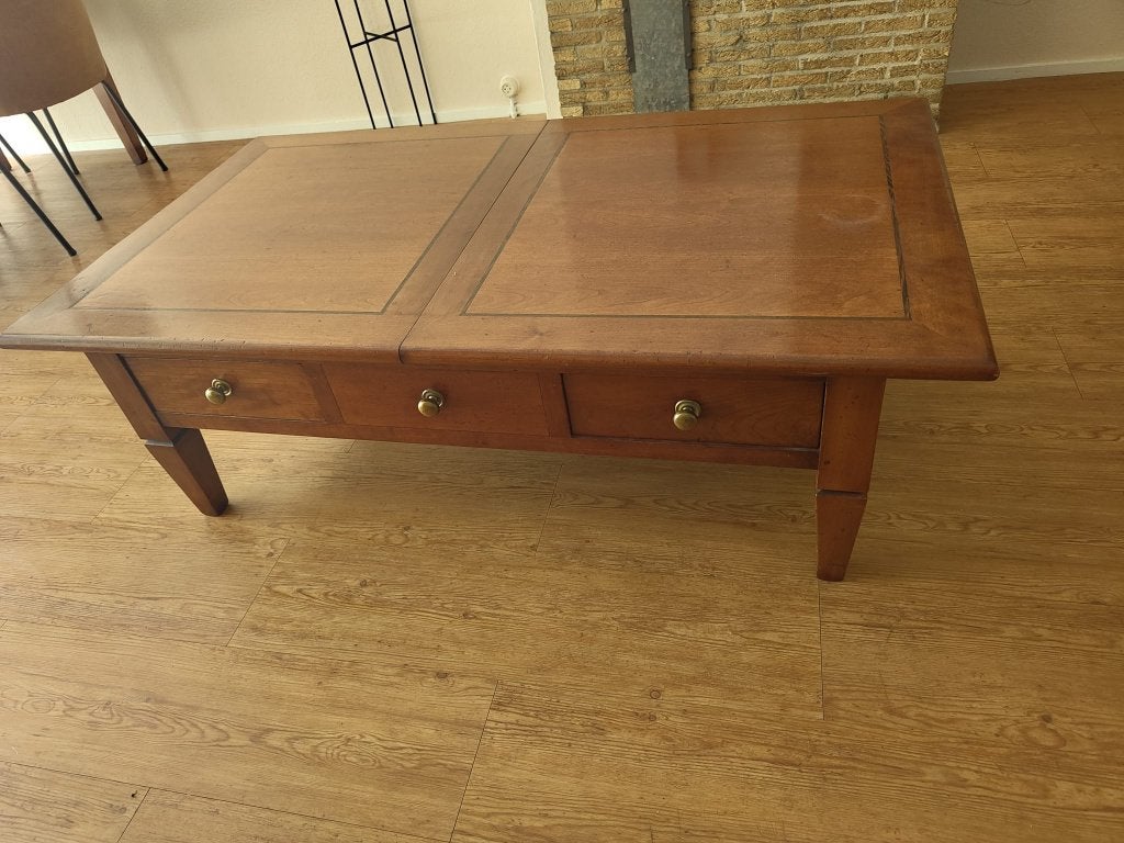 Uitschuifbare salontafel met 2 lades, Huis en Inrichting, Tafels | Salontafels, Ophalen, Gebruikt, 100 tot 150 cm, 50 tot 100 cm