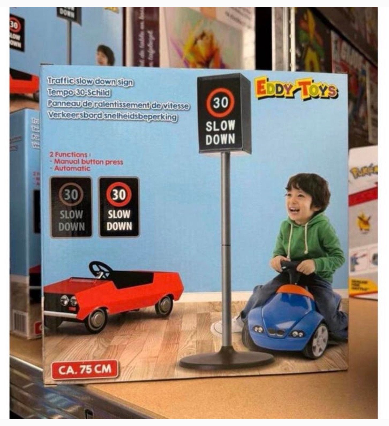 Eddy Toys Verkeersbord Leert Verkeer 75cm auto verlicht bord, Jongen of Meisje, Nieuw, Ophalen of Verzenden, H