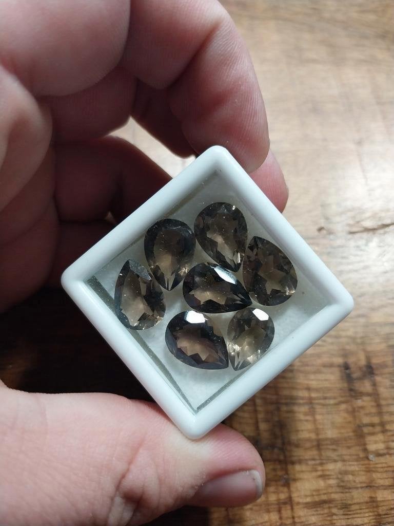 Grote peer geslepen rookkwarts 7 stuks, Sieraden, Tassen en Uiterlijk, Edelstenen, Ophalen of Verzenden