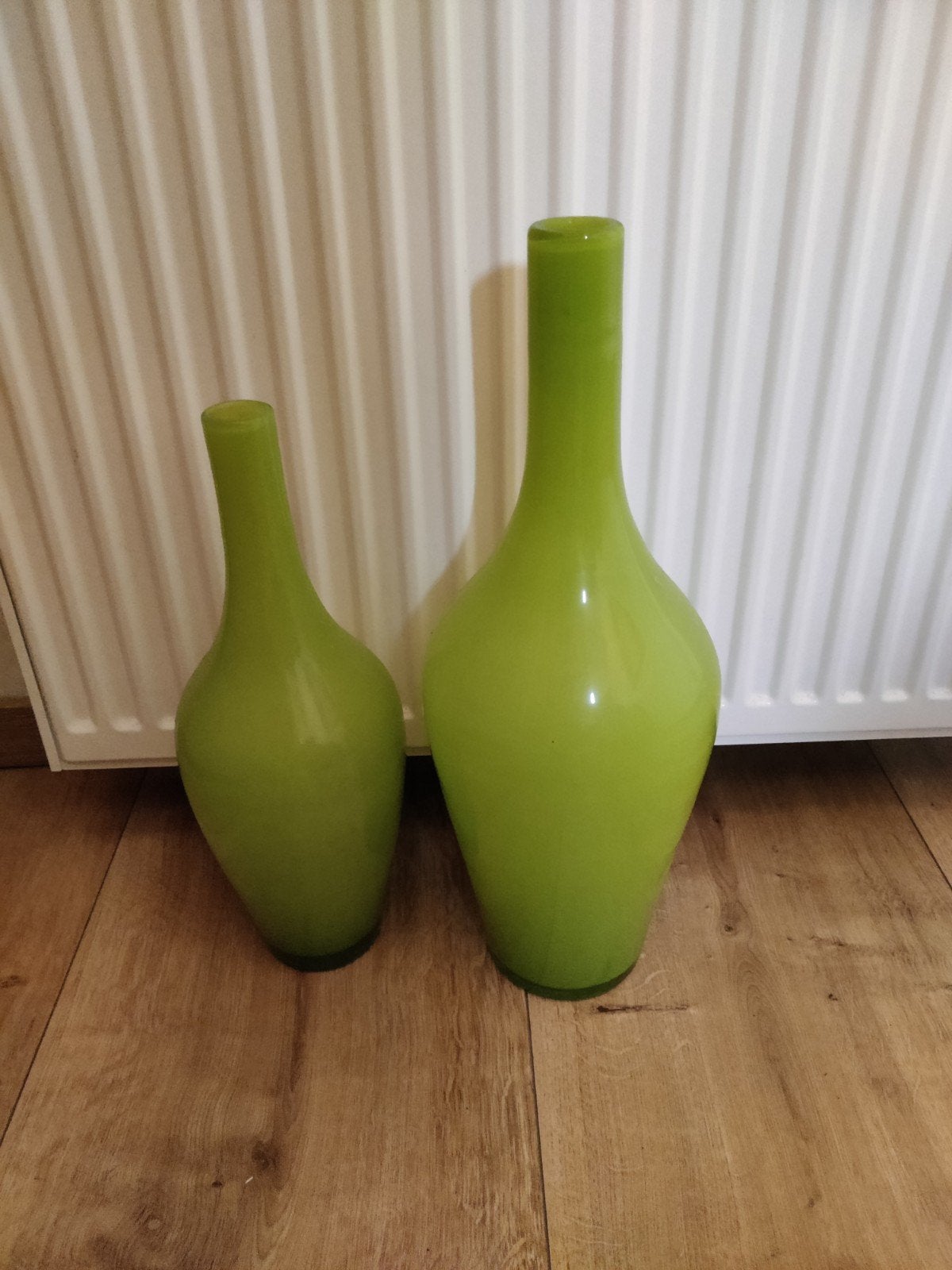 2 glazen groene vazen, Ophalen, Zo goed als nieuw, Groen, Glas