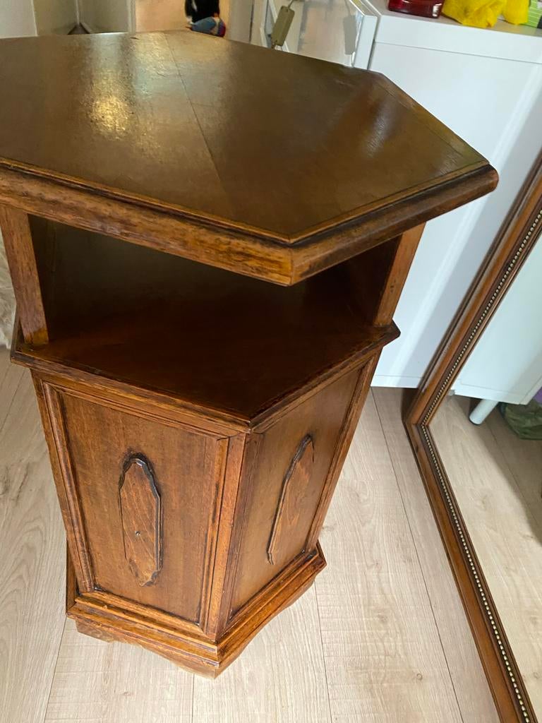 Vintage houten hoekkastje met opbergruimte, Ophalen of Verzenden