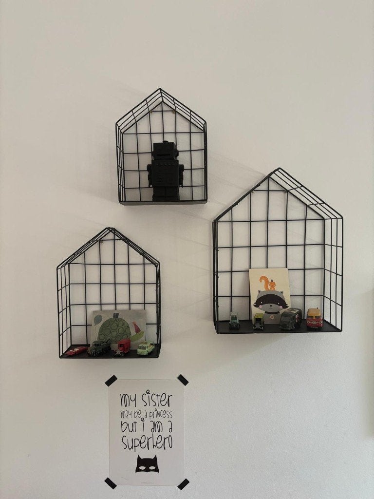 Leuke zwarte huisjes voor aan de wand, Huis en Inrichting, Ophalen, Zo goed als nieuw, Zwart, Metaal