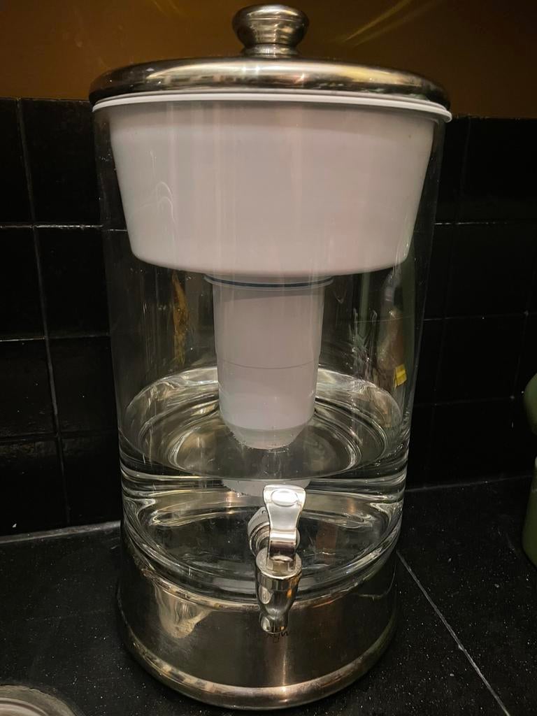 Zero waterfilter 9 liter glazen waterfiltersysteem, Ophalen, Zo goed als nieuw, Glas, Overige typen