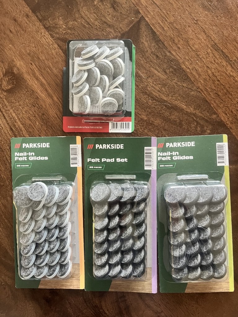 Lidl viltglijdersset 24mm en 28mm, Ophalen, Kunststof, Wit, Nieuw