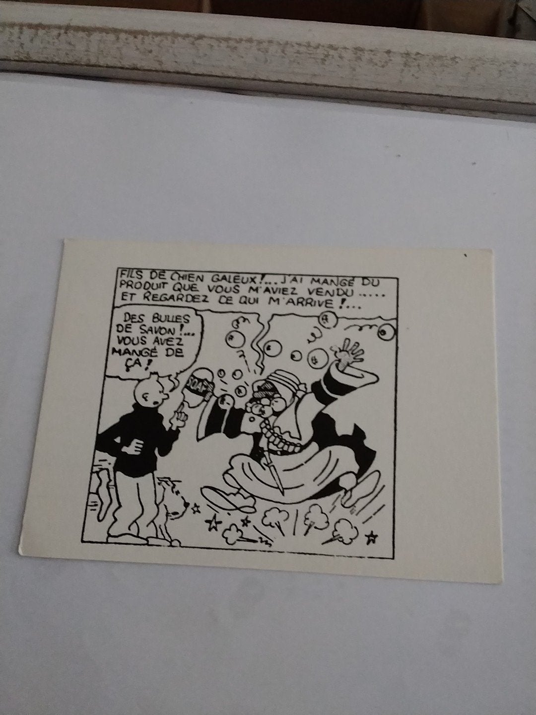 Vintage Kuifje Ansichtkaart - Zwart-wit strip, Ophalen of Verzenden, 1940 tot 1960, Ongelopen