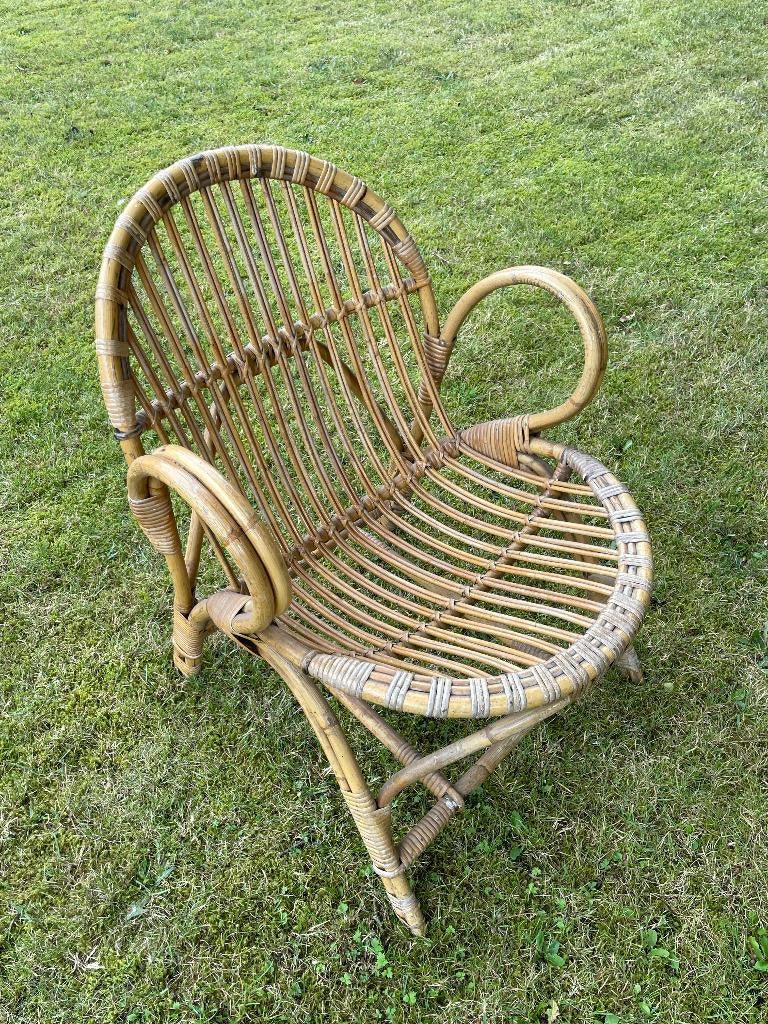 Rohe Noordwolde bamboe, rotan stoel, jaren 50 Rohé, Ophalen, Gebruikt, Bruin, Hout