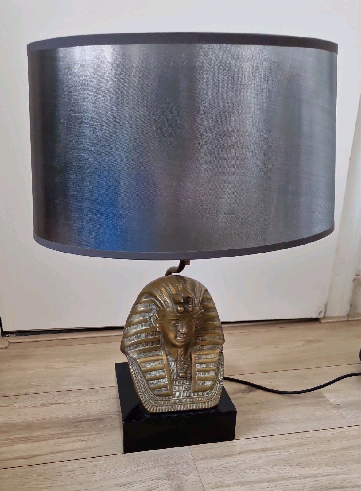 Farao tafellamp messing vintage sokkel Hollywood Regency, Ophalen of Verzenden