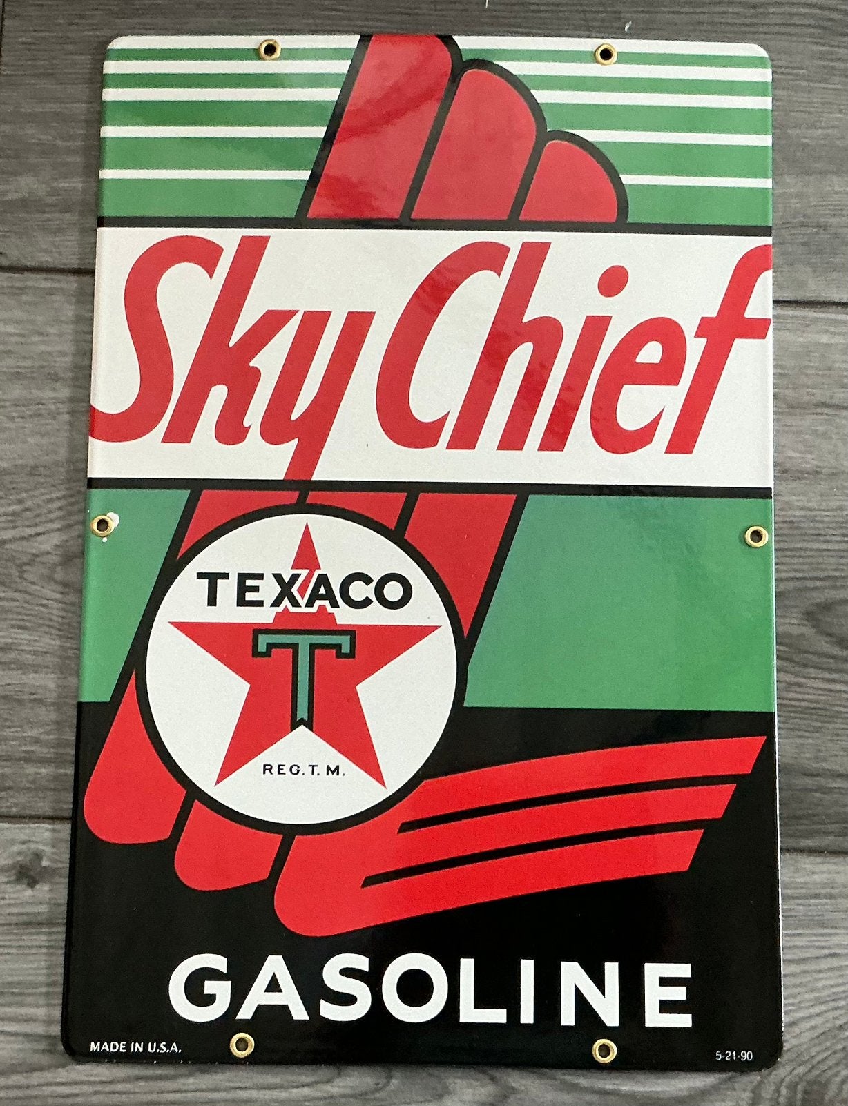 Emaille bord SKY CHIEF texaco, Ophalen of Verzenden, Gebruikt, Reclamebord