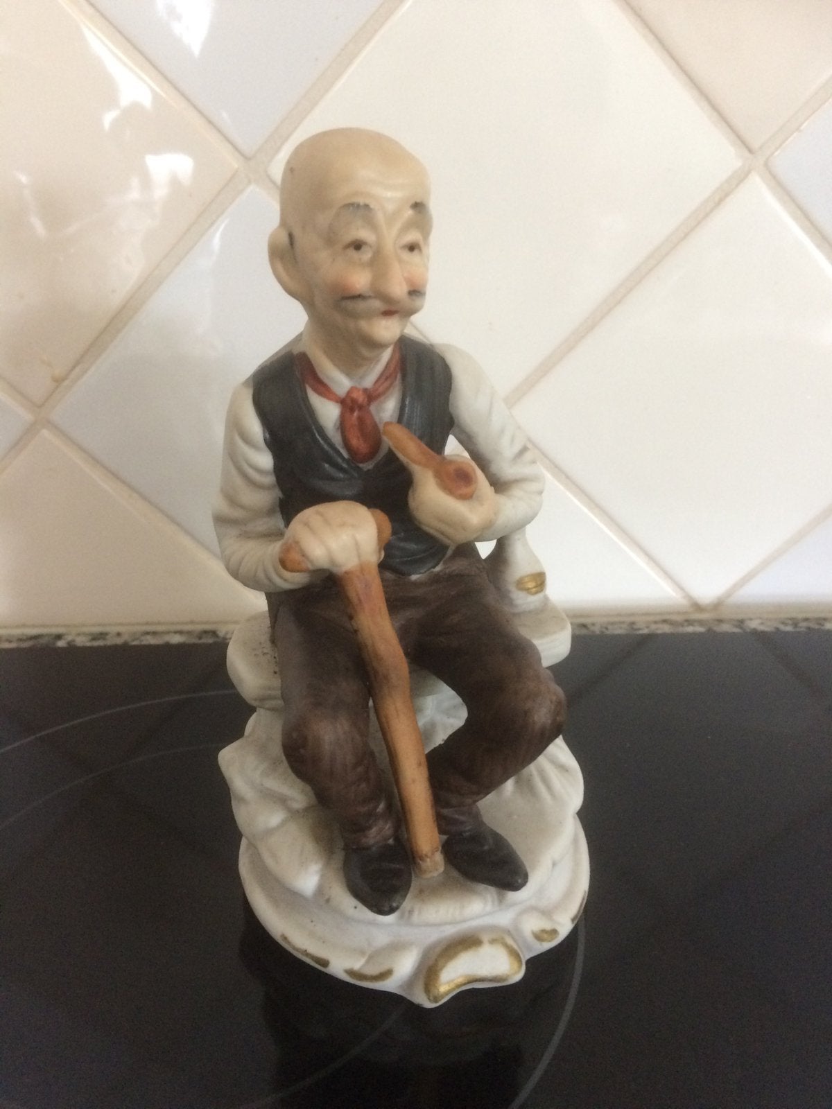 Beeldje opa met wandelstok, Ophalen of Verzenden, Zo goed als nieuw, Mens